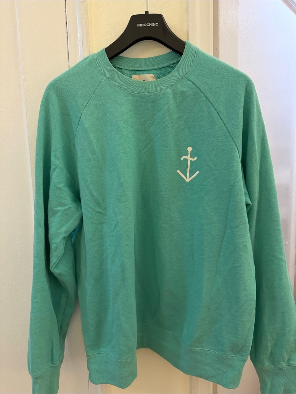 Men's Mint Green Crewneck Sweatshirt with Anchor Emblem